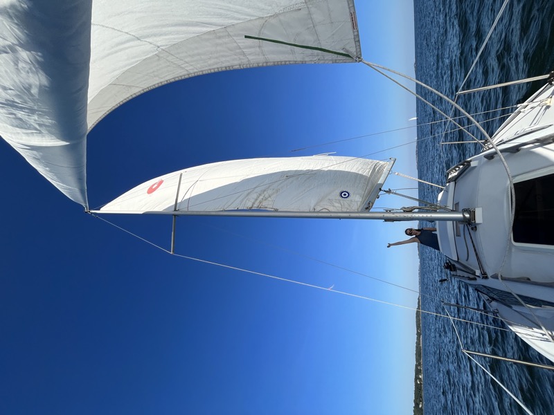 Under full sail on a clear day